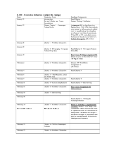 J-330 - Tentative Schedule (subject to change)