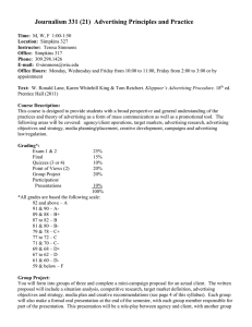 Journalism 331 (21)  Advertising Principles and Practice