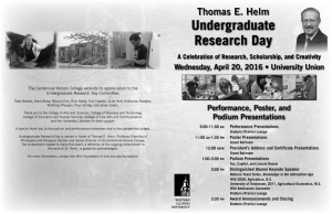 Undergraduate Research Day Thomas E. Helm Wednesday, April 20, 2016 • University Union