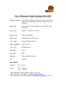 Mrs. Whitcomb’s Daily Schedule 2014-2015