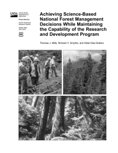 Achieving Science-Based National Forest Management Decisions While Maintaining the Capability of the Research