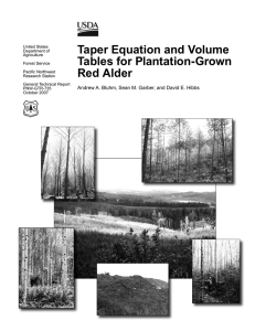 Taper Equation and Volume Tables for Plantation-Grown Red Alder