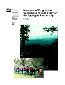 Measures of Progress for Collaboration: Case Study of the Applegate Partnership