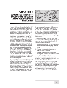 CHAPTER 4 ECOSYSTEM INTEGRITY: ECOLOGICAL INTEGRITY AND SOCIOECONOMIC