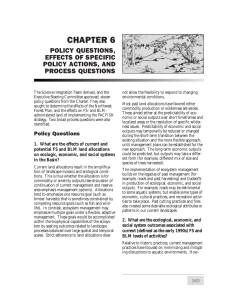 CHAPTER 6 POLICY QUESTIONS, EFFECTS OF SPECIFIC POLICY ACTIONS, AND