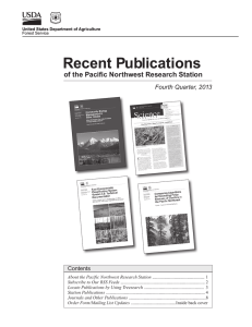 Recent Publications of the Pacific Northwest Research Station Fourth Quarter, 2013