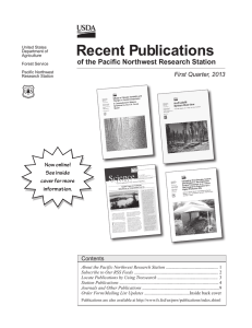 Recent Publications of the Pacific Northwest Research Station First Quarter, 2013