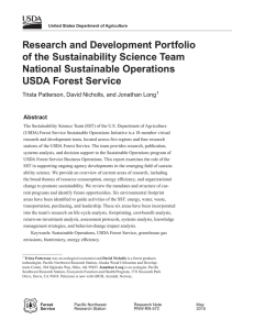Research and Development Portfolio of the Sustainability Science Team National Sustainable Operations