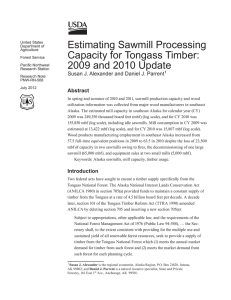 Estimating Sawmill Processing Capacity for Tongass Timber: 2009 and 2010 Update