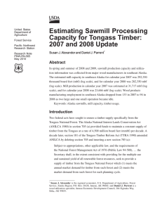 Estimating Sawmill Processing Capacity for Tongass Timber: 2007 and 2008 Update