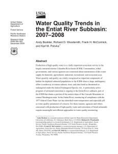 Water Quality Trends in the Entiat River Subbasin: 2007–2008