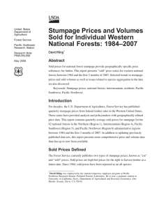 Stumpage Prices and Volumes Sold for Individual Western National Forests: 1984–2007 David Kling