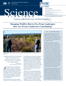 Managing Wildfire Risk in Fire-Prone Landscapes: How Are Private Landowners Contributing? F I
