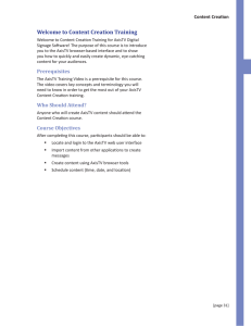 Welcome to Content Creation Training Content Crea  on