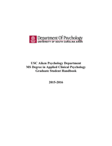 USC Aiken Psychology Department MS Degree in Applied Clinical Psychology