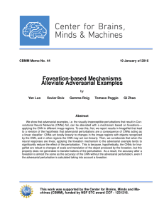 Foveation-based Mechanisms Alleviate Adversarial Examples CBMM Memo No. 44 19 January of 2016