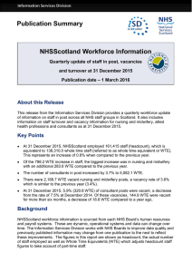 Publication Summary NHSScotland Workforce Information