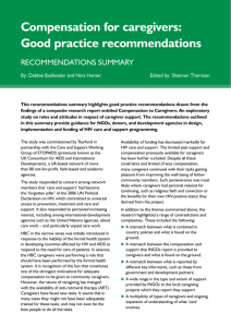 Compensation for caregivers: Good practice recommendations ReCOmmeNDATIONS SUmmARY