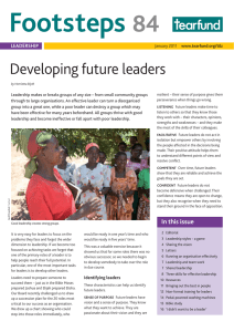 Footsteps  84 Developing future leaders