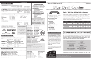 Blue Devil Cuisine  April 2012 UNIVERSITY DINING SERVICES