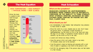 Heat Exhaustion The Heat Equation What are the symptoms?