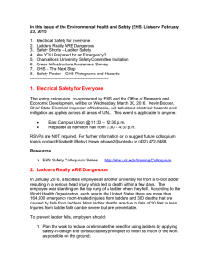 In this issue of the Environmental Health and Safety (EHS)... 23, 2015:  1.  Electrical Safety for Everyone