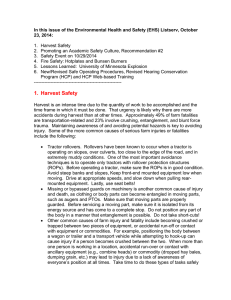 In this issue of the Environmental Health and Safety (EHS)... 23, 2014:  1. Harvest Safety