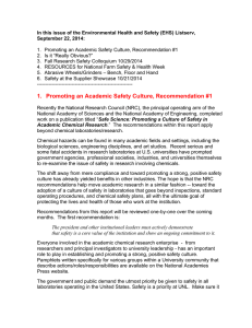 In this issue of the Environmental Health and Safety (EHS)... September 22, 2014: