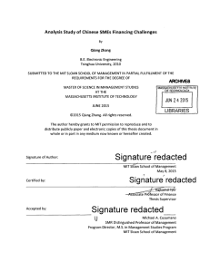 Analysis Study of Chinese  SMEs  Financing  Challenges ARCHNVES REQUIREMENTS