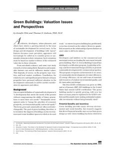 A Green Buildings: Valuation Issues and Perspectives EnVIronmEnt anD thE aPPraIsEr