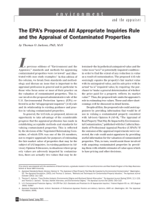 I e n v i r o n m e n... The EPA’s Proposed All Appropriate Inquiries Rule