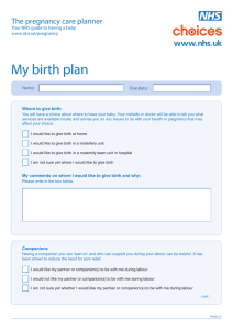 My birth plan The pregnancy care planner Name: Due date:
