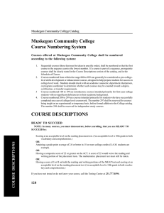 Muskegon Community College Course Numbering System Muskegon Community College Catalog