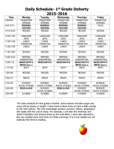 Daily Schedule- 1 Grade Doherty 2015-2016