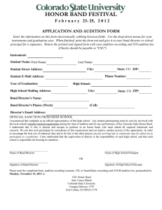 HONOR BAND FESTIVAL APPLICATION AND AUDITION FORM