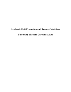 Academic Unit Promotion and Tenure Guidelines University of South Carolina Aiken