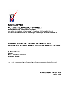 CALTECH/MIT VOTING TECHNOLOGY PROJECT