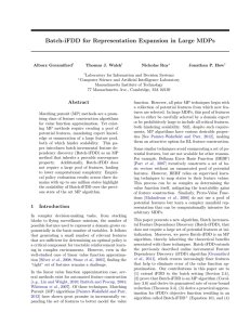 Batch-iFDD for Representation Expansion in Large MDPs