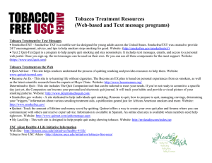 Tobacco Treatment Resources (Web-based and Text message programs)