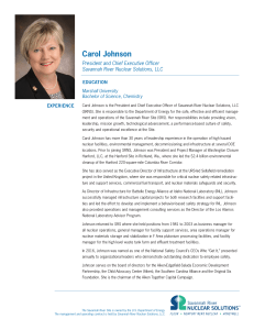 Carol Johnson President and Chief Executive Officer Savannah River Nuclear Solutions, LLC