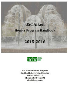 USC Aiken 2015-2016 Honors Program Handbook