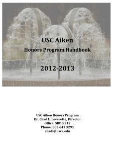 USC Aiken 2012-2013 Honors Program Handbook