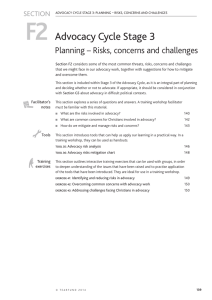 F2 Advocacy Cycle Stage 3 Planning – Risks, concerns and challenges SECTION