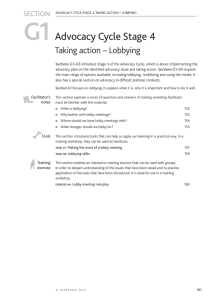 G1 Advocacy Cycle Stage 4 Taking action – Lobbying SECTION