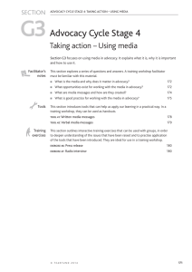 G3 Advocacy Cycle Stage 4 Taking action – Using media SECTION