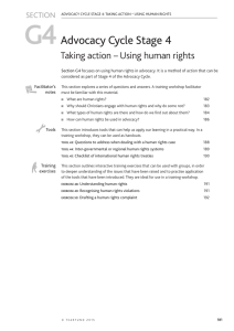 G4 Advocacy Cycle Stage 4 Taking action – Using human rights SECTION
