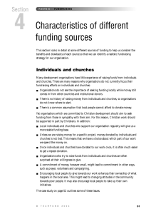 4 Characteristics of different funding sources Section