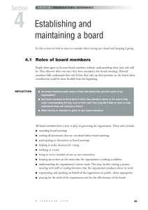 4 Establishing and maintaining a board Section