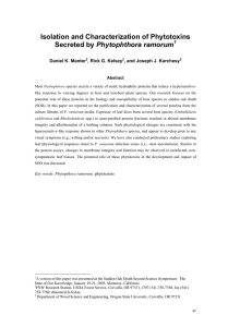 Isolation and Characterization of Phytotoxins Phytophthora ramorum Daniel K. Manter