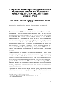Comparative Host Range and Aggressiveness of European Trees Phytophthora ramorum kernoviae
